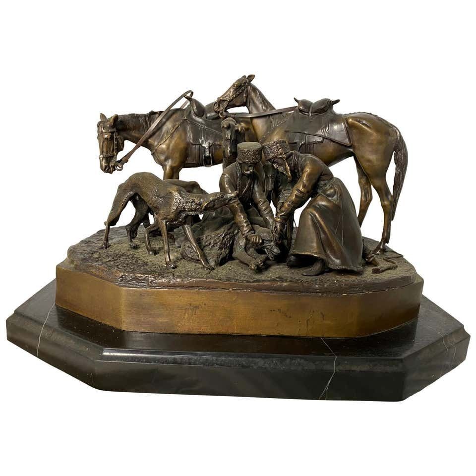 Bronze Sculpture Of Russian Hunting Party, 19th Century