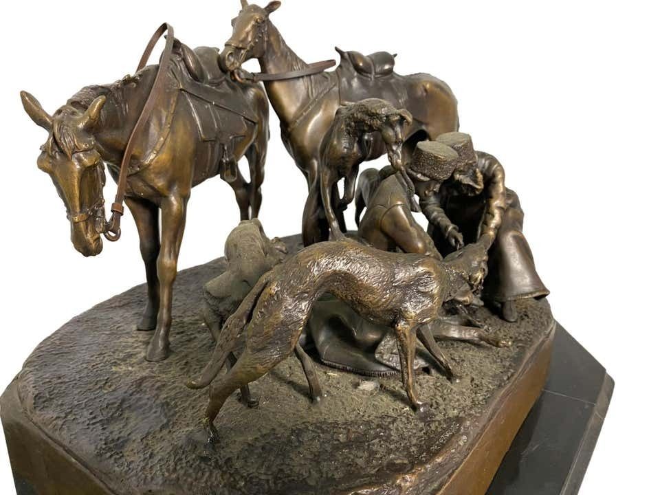 photo for sale Bronze Sculpture Of Russian Hunting Party, 19th Century