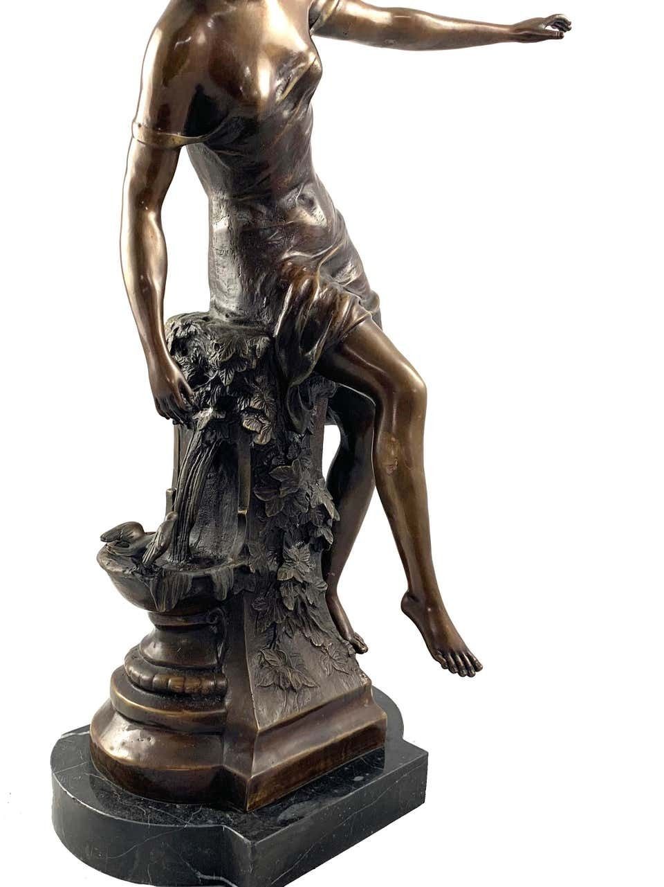 20th Century Bronze Figure Of A Classical Maiden Astride A Fountain photo furniture
