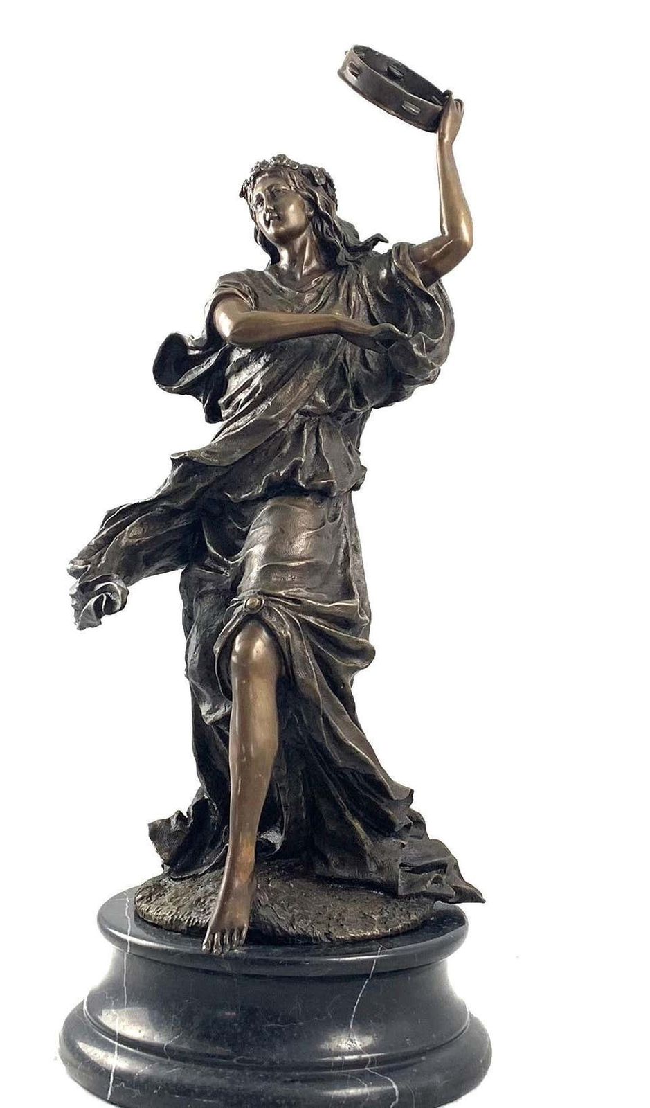 20th Century Bronze Figure Of A Female Dancer With Tambourine photo Home Decor