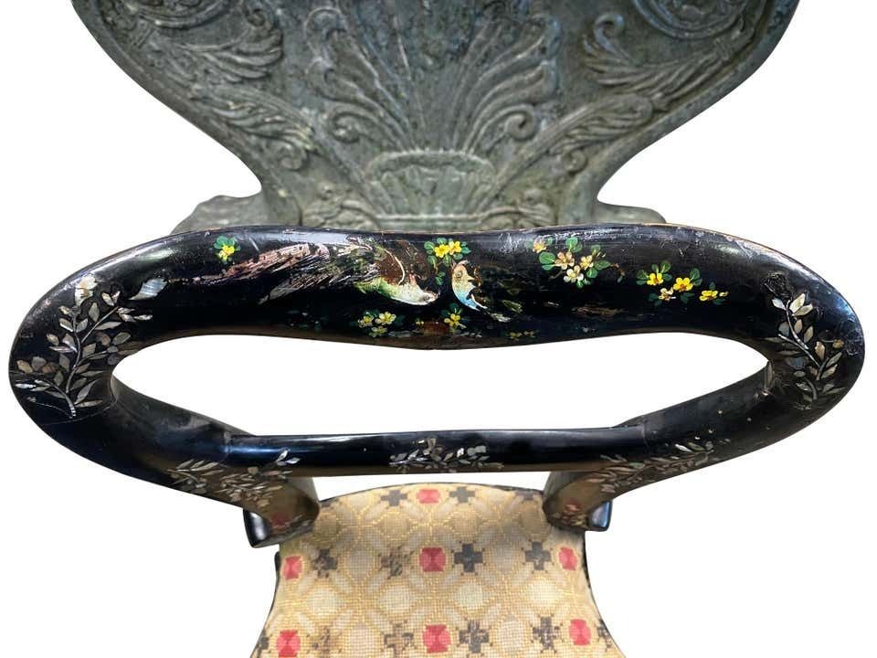 Hand Painted And Mother Of Pearl Inlaid Miniature Chair, 19th Century photo buy
