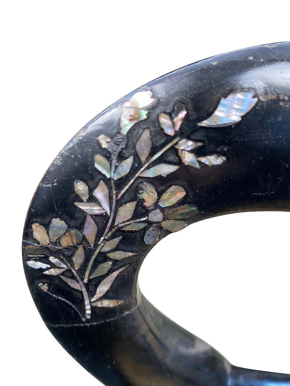 photo furniture Hand Painted And Mother Of Pearl Inlaid Miniature Chair, 19th Century