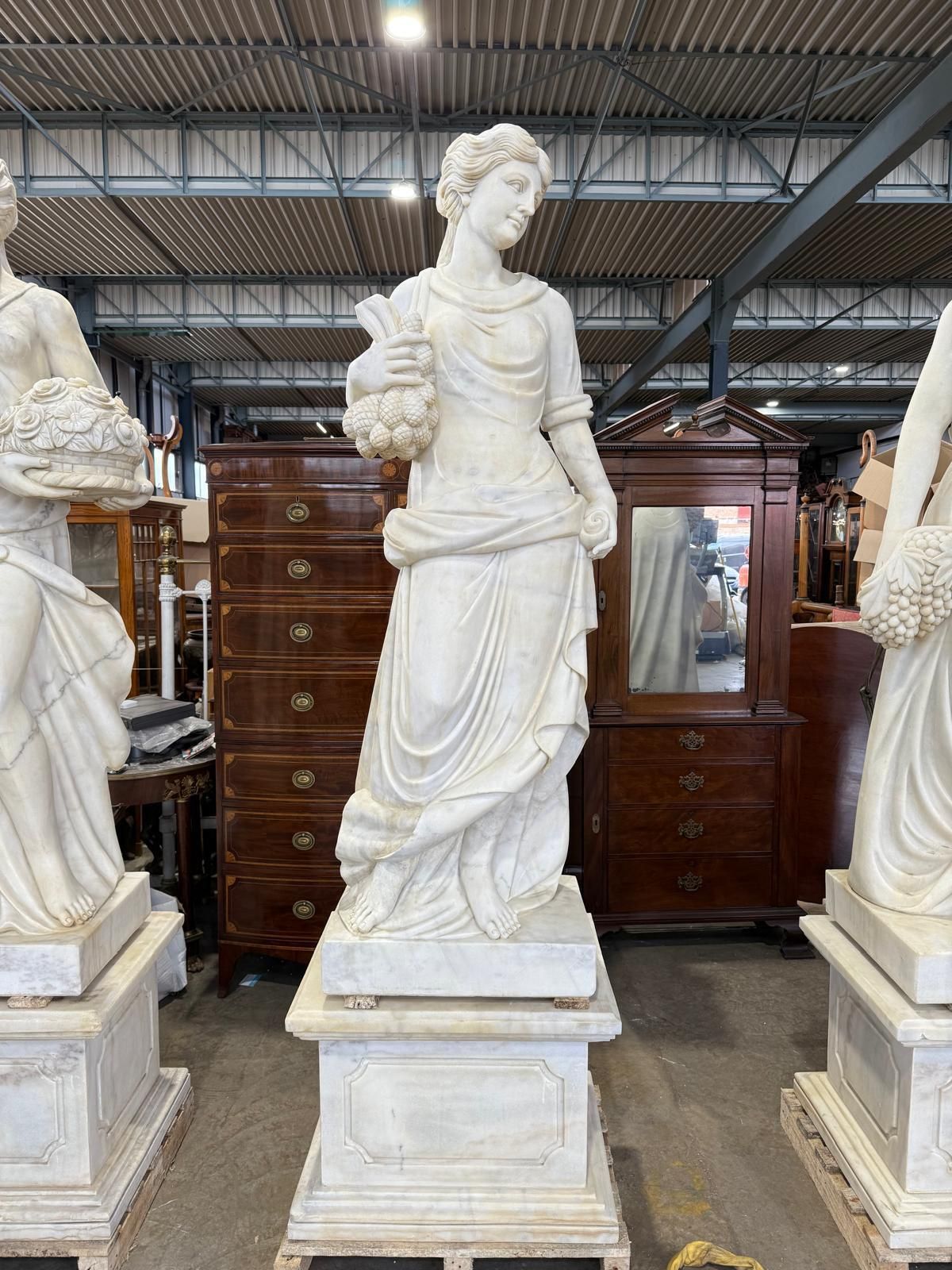 Set Of Four Seasons Solid Marble Sculptures On Marble Bases – Late 20th Century photo for sale