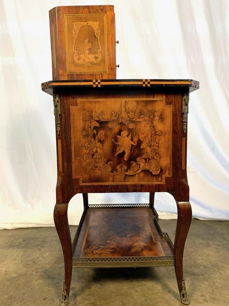 18th French Satinwood And Marquetry Inlaid Desk photo for sale