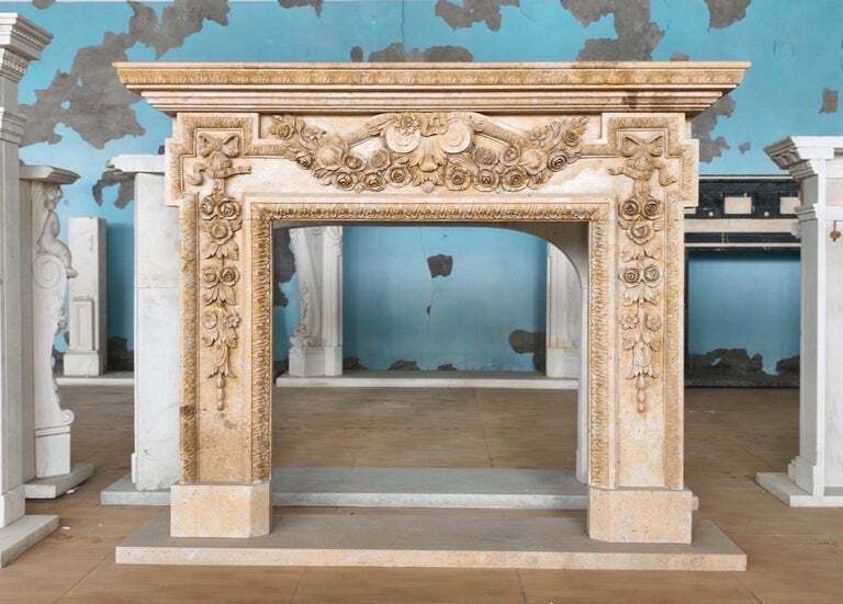 Ornate Hand Carved Fireplace Mantle