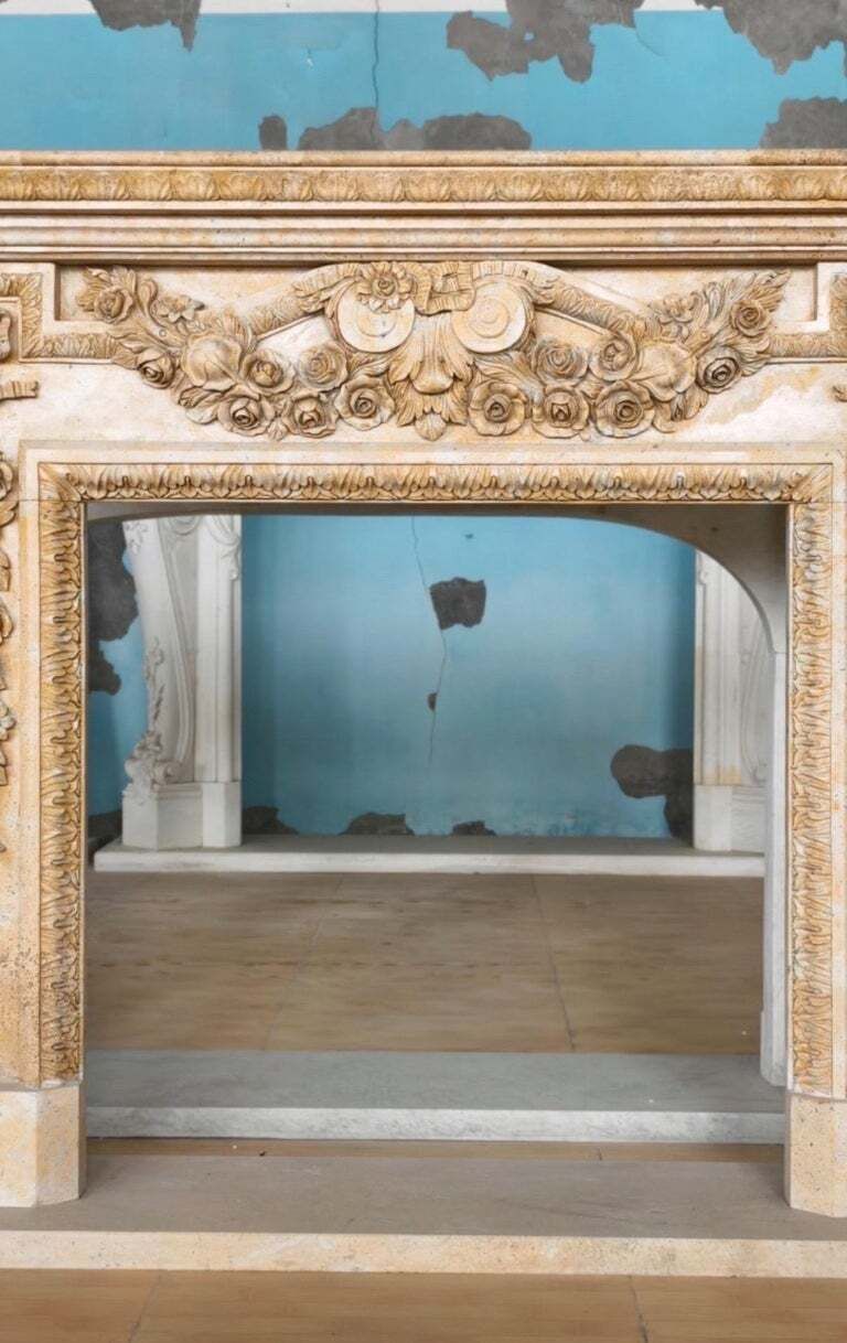 Ornate Hand Carved Fireplace Mantle photo furniture