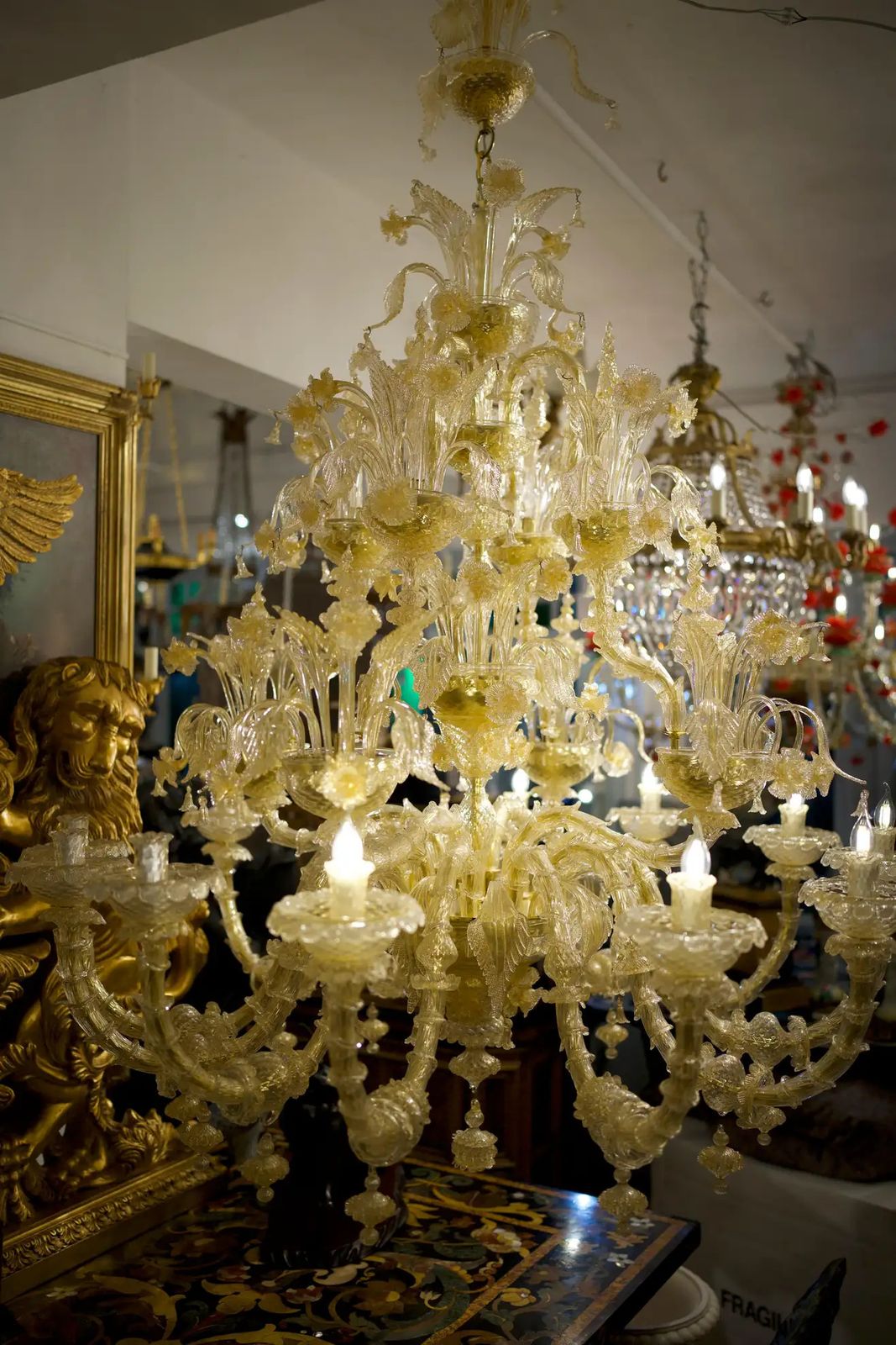 19th Century Italian Murano Glass Multi Tier Large Chandelier photo for sale