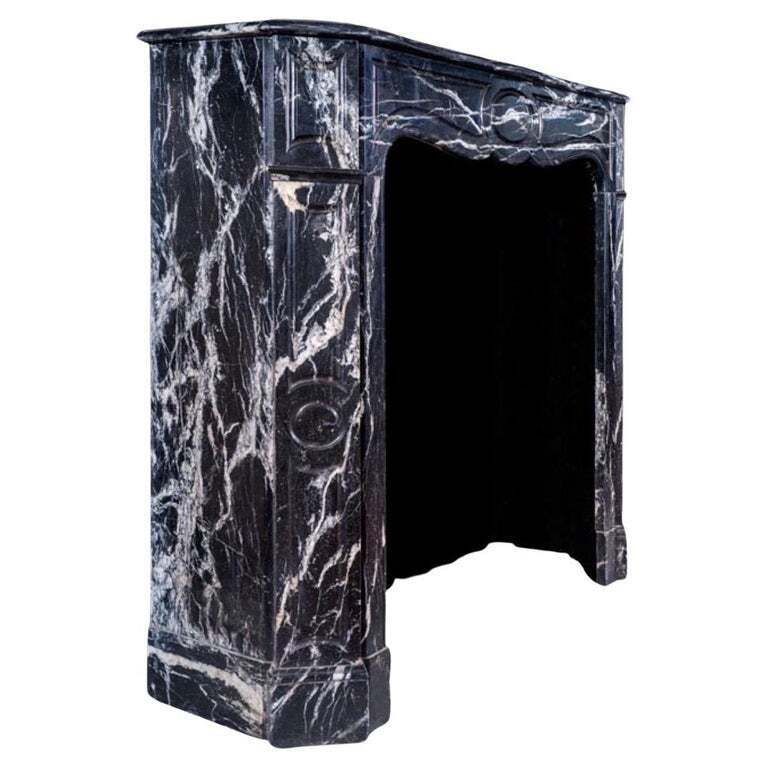 Solid Black And White Marble French Style Fireplace photo furniture