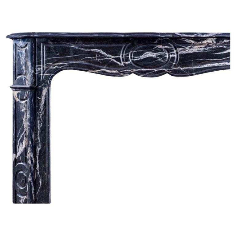 Solid Black And White Marble French Style Fireplace photo for sale