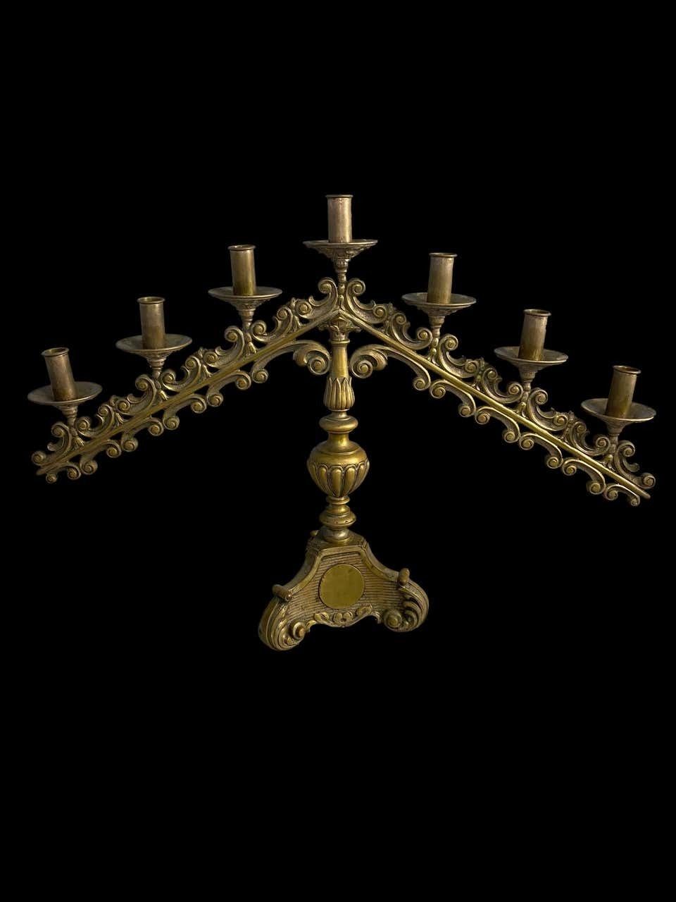 19th Century Pair Of Brass Church Candelabras photo Home Decor
