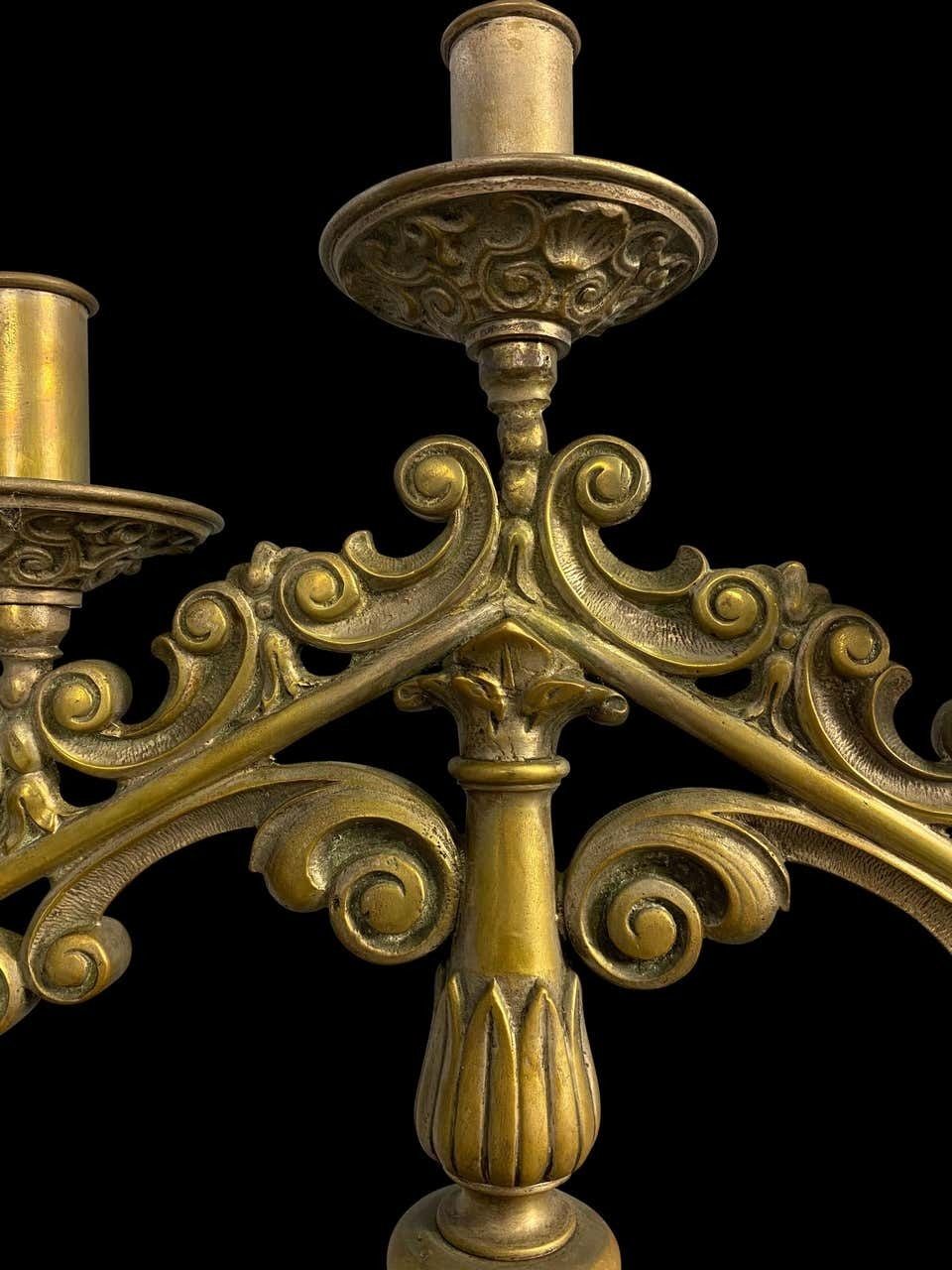 Home Decor 19th Century Pair Of Brass Church Candelabras photo