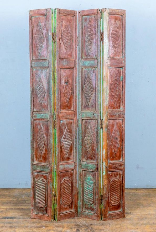Indian Teak Bifold Panelled Doors, 19th Century photo furniture