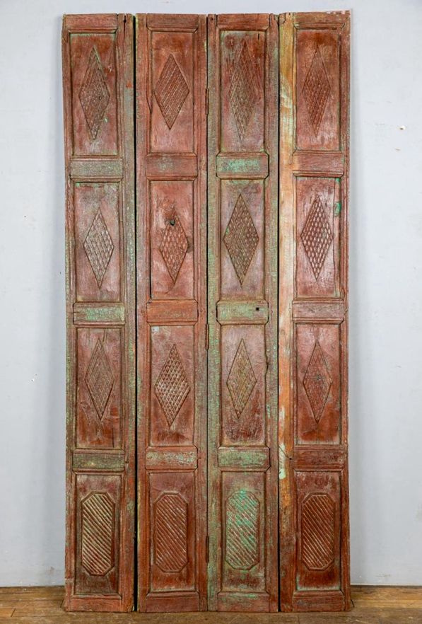 Indian Teak Bifold Panelled Doors, 19th Century photo for sale