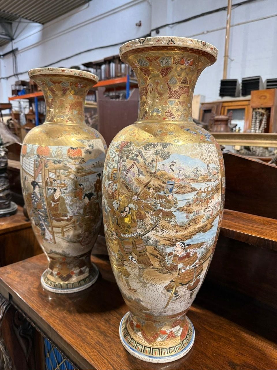 Pair Of 19th Century Japanese Satsuma Vases – Signed On Base photo buy
