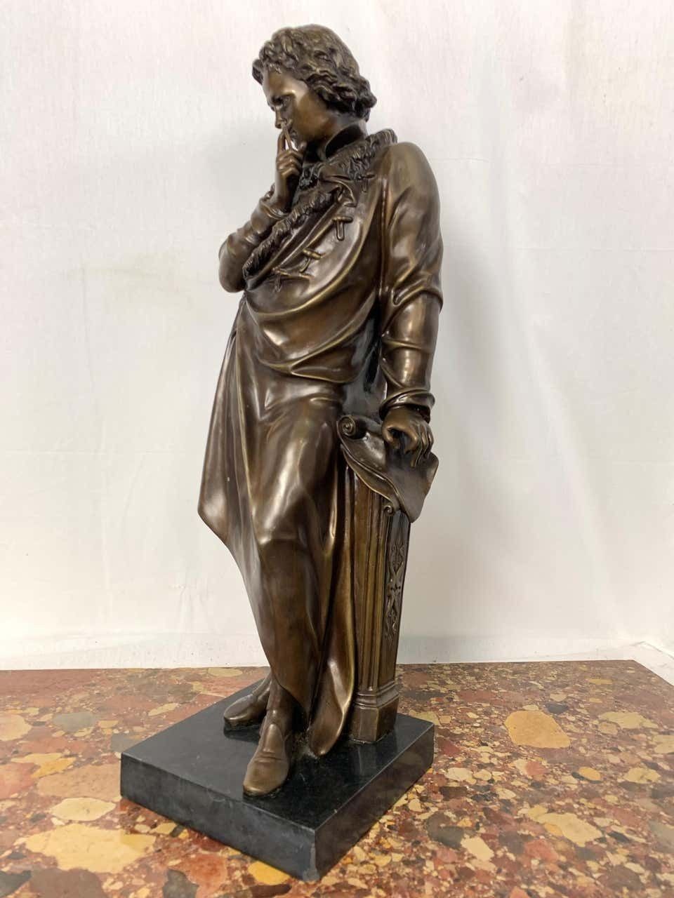 20th Century French Bronze Beethoven Sculpture On Marble Base photo vinterior