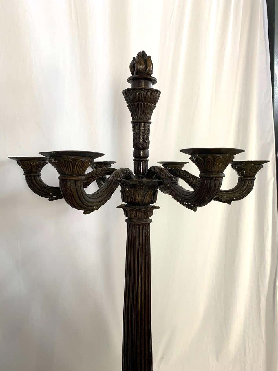Pair Of Bronze Empire Candelabras, France photo for sale