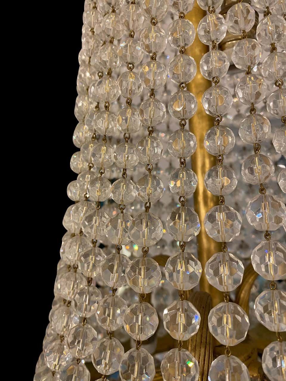 Lighting 20th Century Ormolu And Glass Tent And Bag Chandelier photo