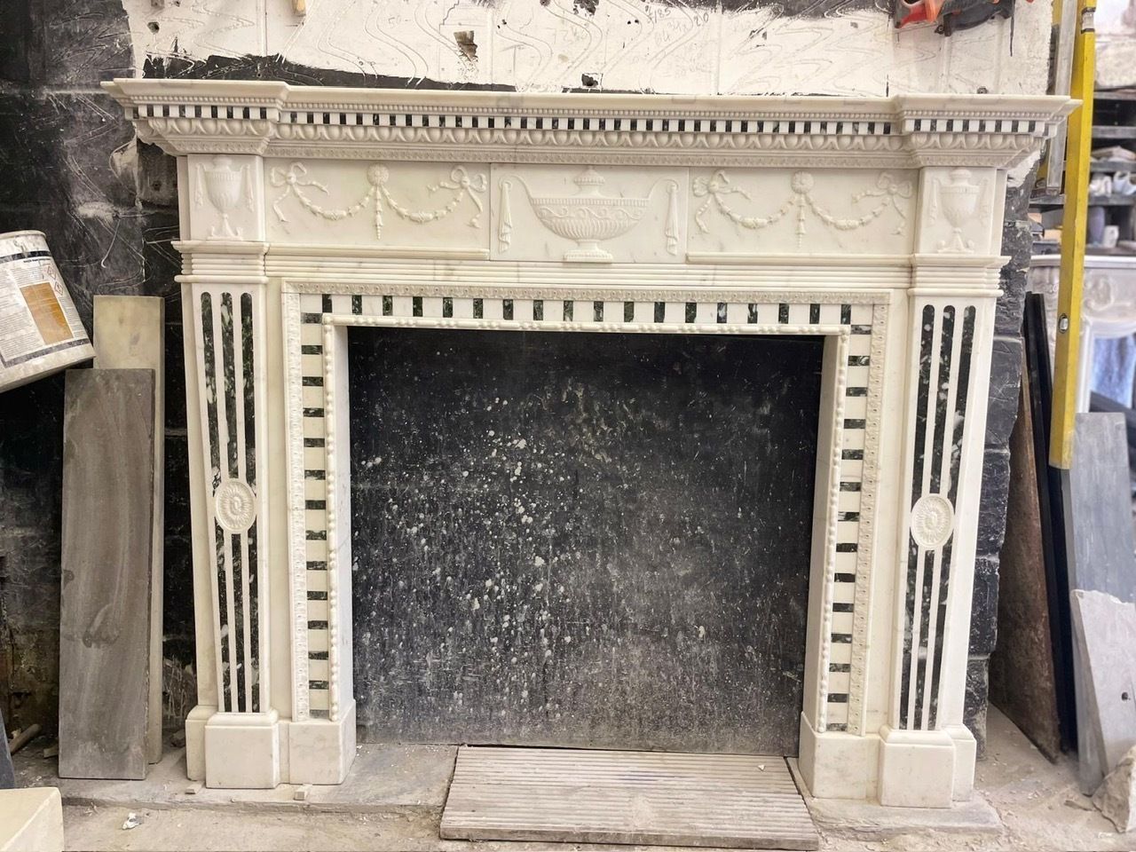 A 19th Century Carrara And Verde Antico Marble Chimneypiece In The George III St photo furniture