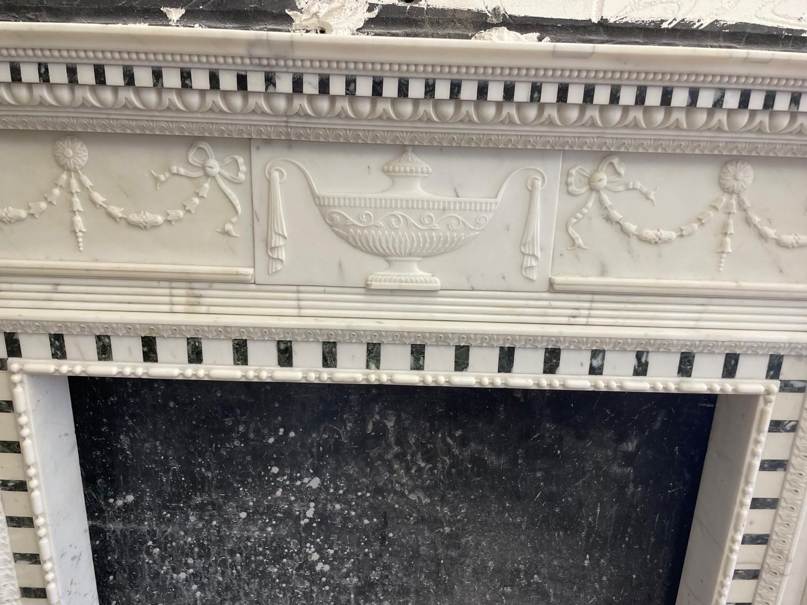 A 19th Century Carrara And Verde Antico Marble Chimneypiece In The George III St photo 22000.0