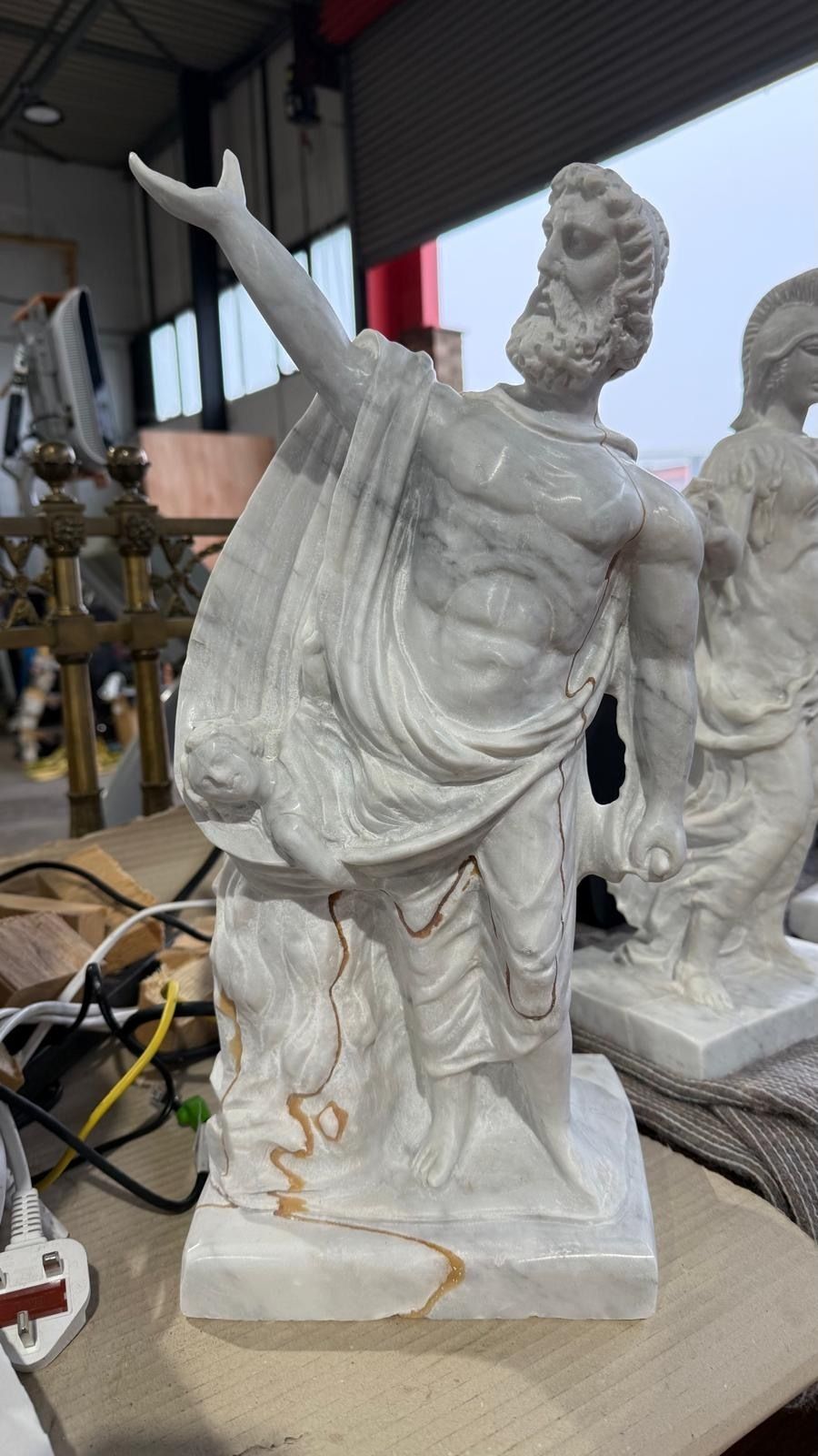20th Century Roman Statue Sculpture With Gold Marble Veining photo furniture