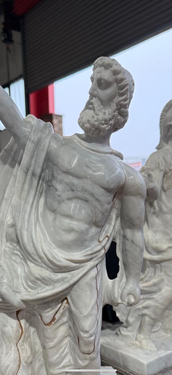 20th Century Roman Statue Sculpture With Gold Marble Veining photo Art