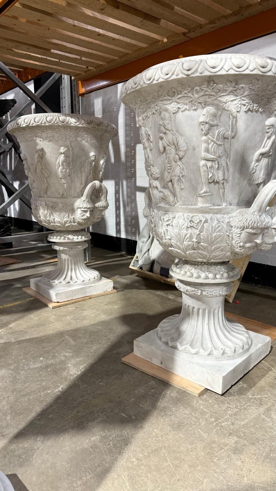 Medici Campana Urns, Set Of 2 – 20th Century, Solid Marble photo Garden Decor