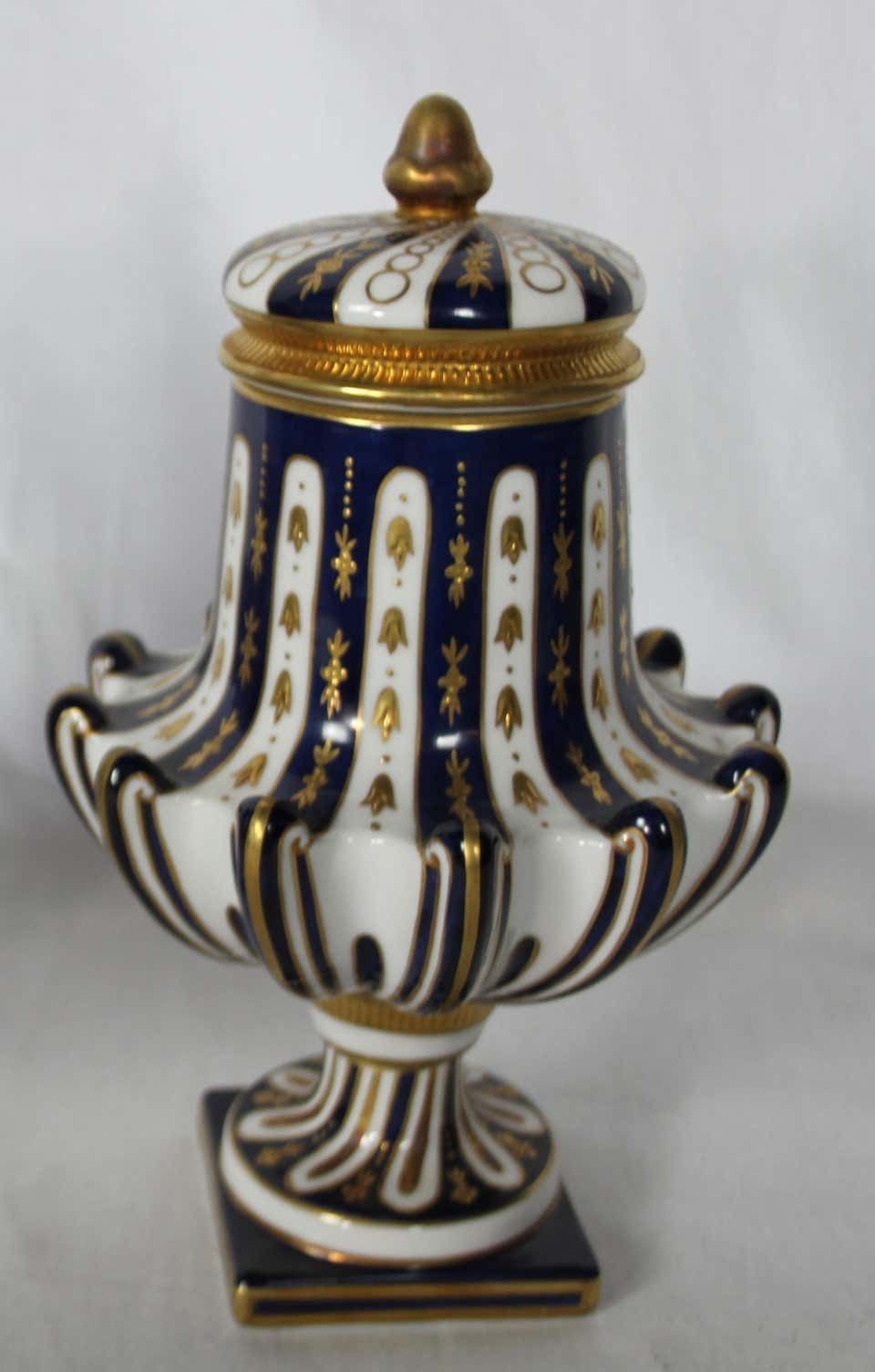 20th Century Pair Of Blue And White German Vases With Lids photo Home Decor