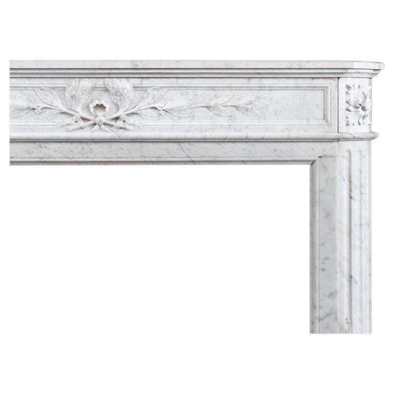 Solid Carrara Marble Louis Style Fireplace photo furniture