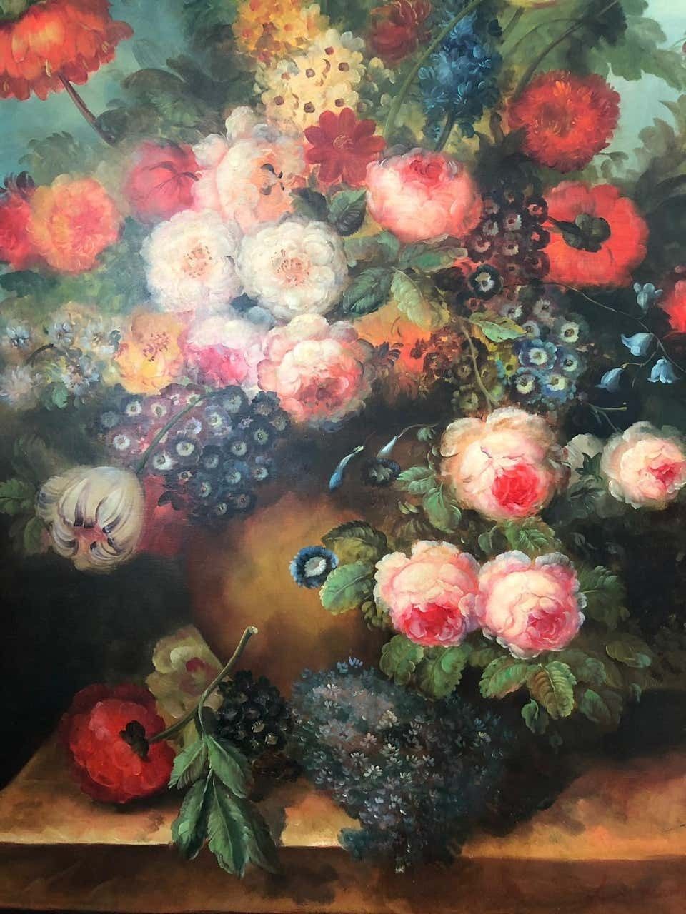 Bouquet Of Carnations And Fruit Still Life, 20th Century photo 4100.0