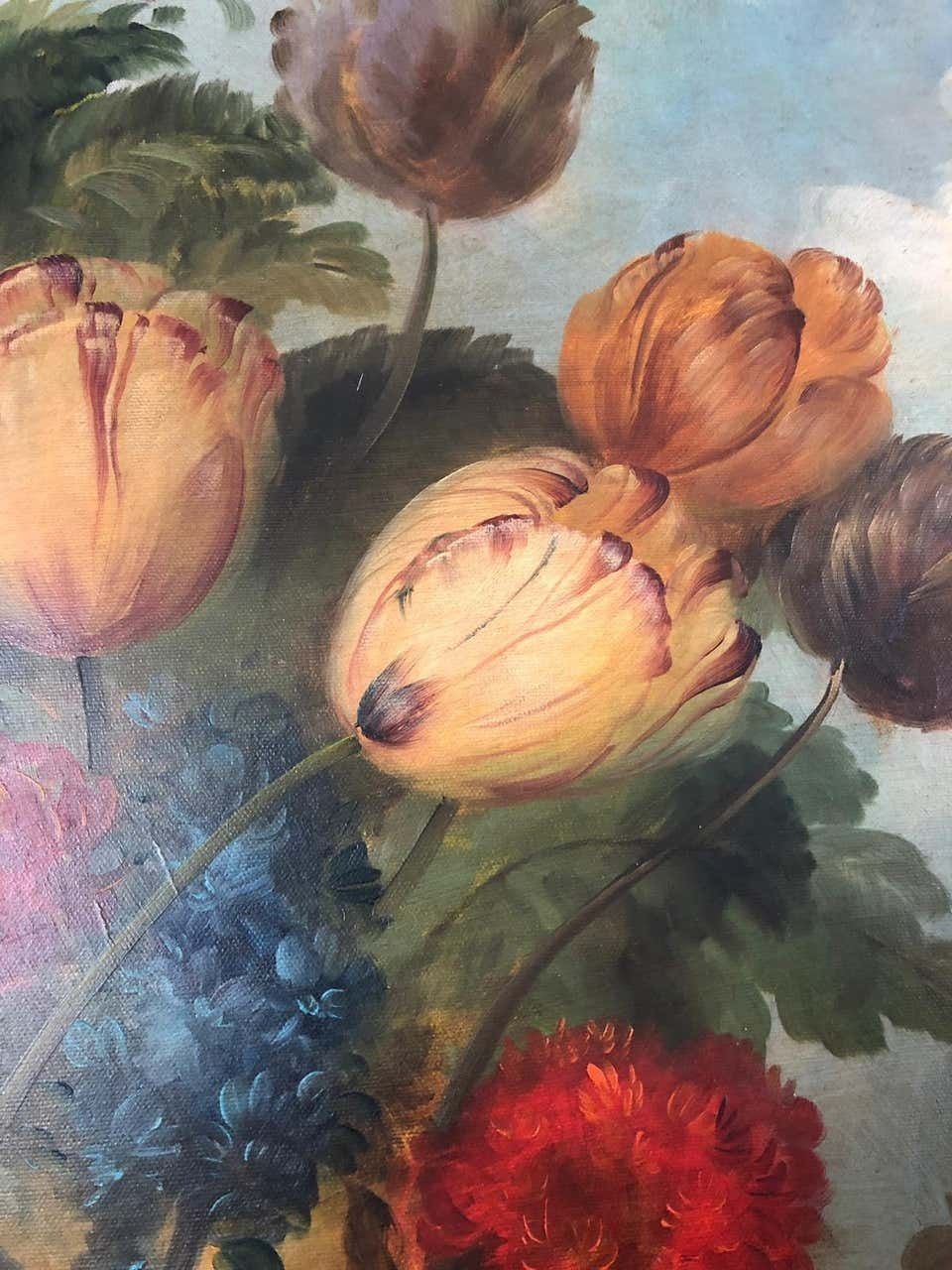 4100.0 Bouquet Of Carnations And Fruit Still Life, 20th Century photo
