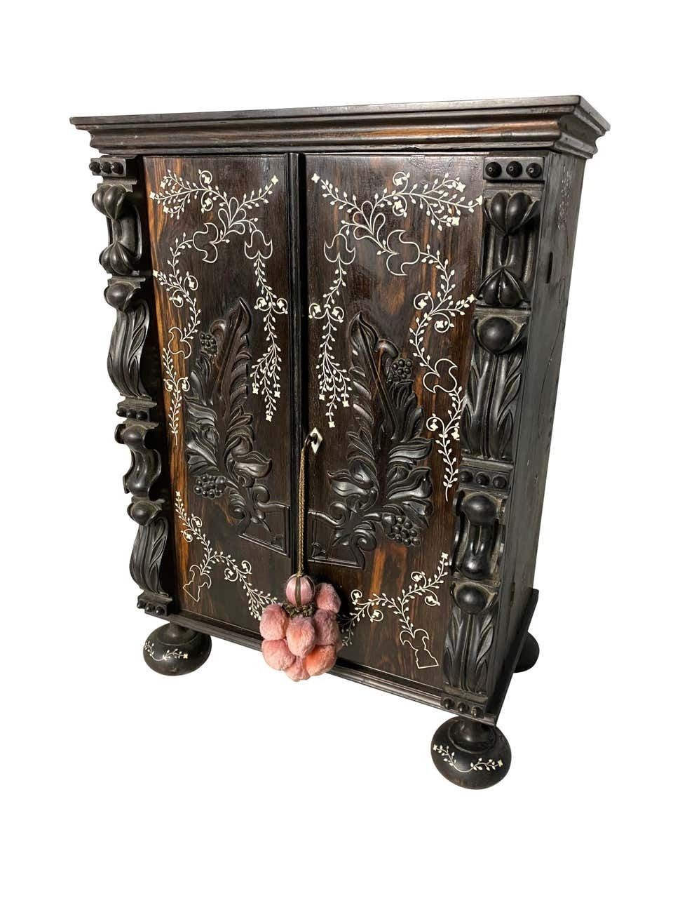 Anglo Indian Ebony Inlaid Cabinet, 19th Century photo for sale