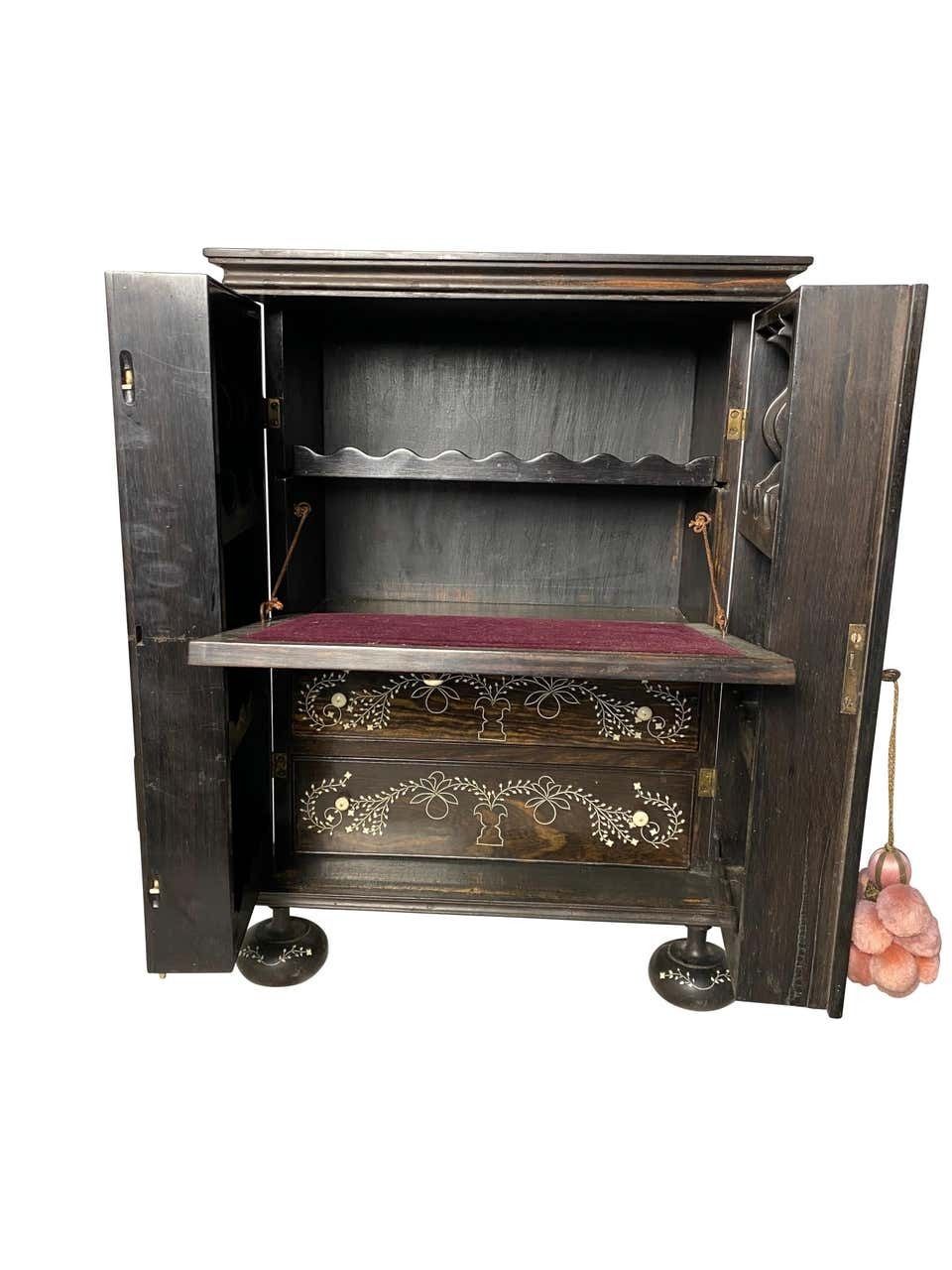 Anglo Indian Ebony Inlaid Cabinet, 19th Century photo 4100.0