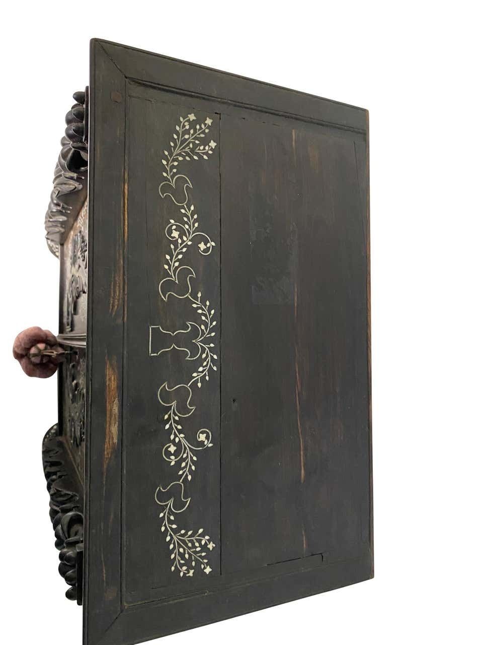photo vinterior Anglo Indian Ebony Inlaid Cabinet, 19th Century