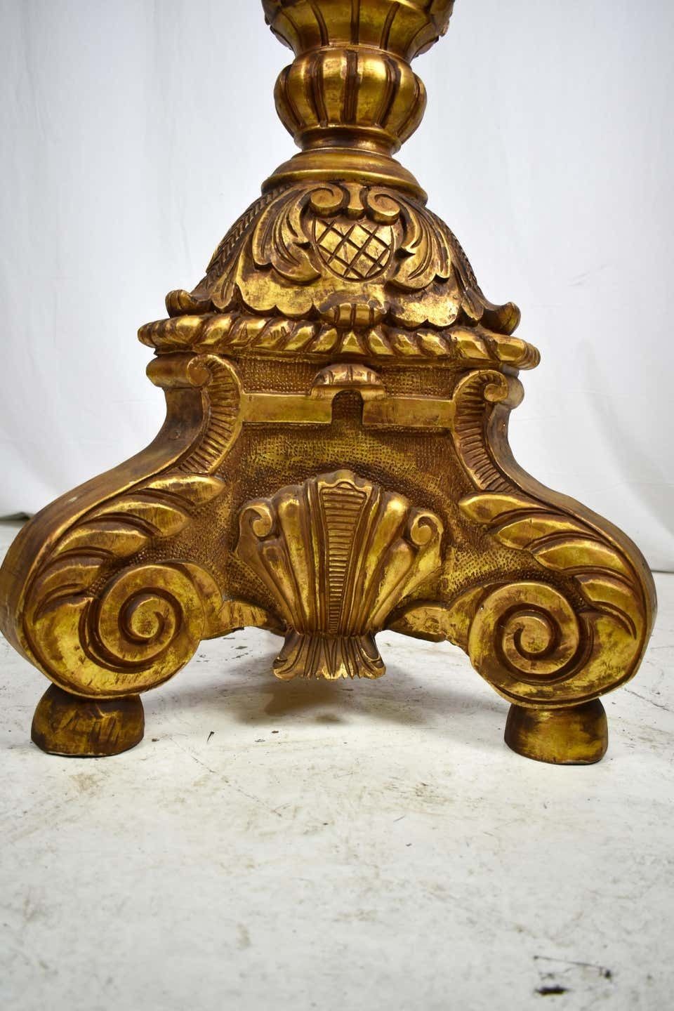 Large Pair Of Continental Carved, Gilt Torchers 5 Feet Tall photo for sale