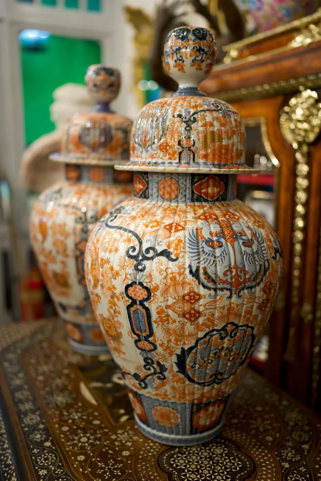 19th Century Pair Of Japanese Imari Lidded Ginger Jars/Vases photo Home Decor