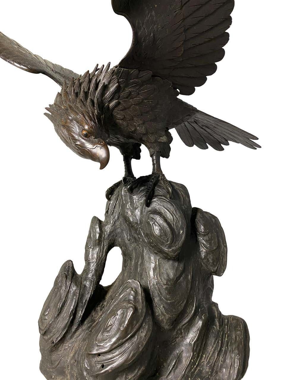 Antique Japanese Bronze Eagle From The Meiji Period, 19th Century photo buy