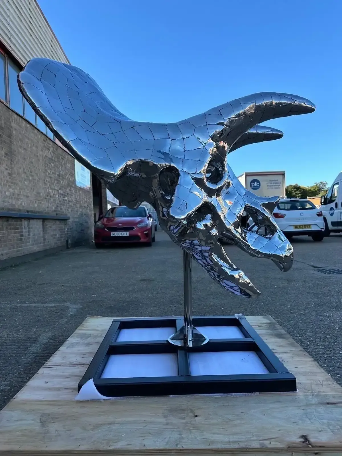 Stainless Steel Triceratops Sculpture, 21st Century photo buy