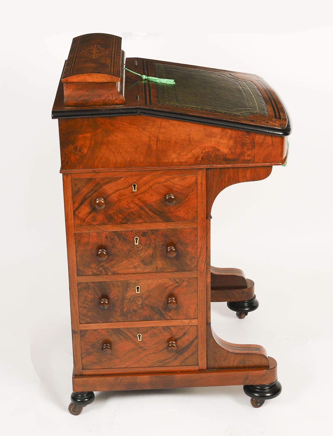 Victorian Burr Walnut & Inlaid Davenport Desk 19th C photo vintage