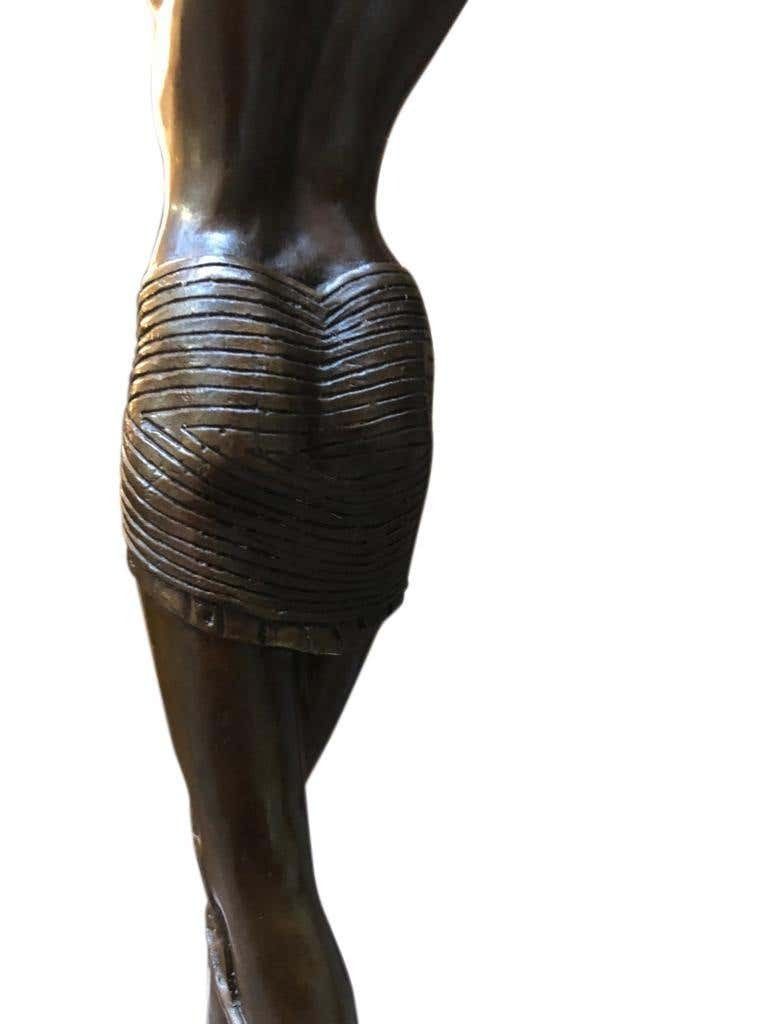 Art Deco Style Bronze Ballerina On Marble Base, Artist J.B Deposee photo vinterior