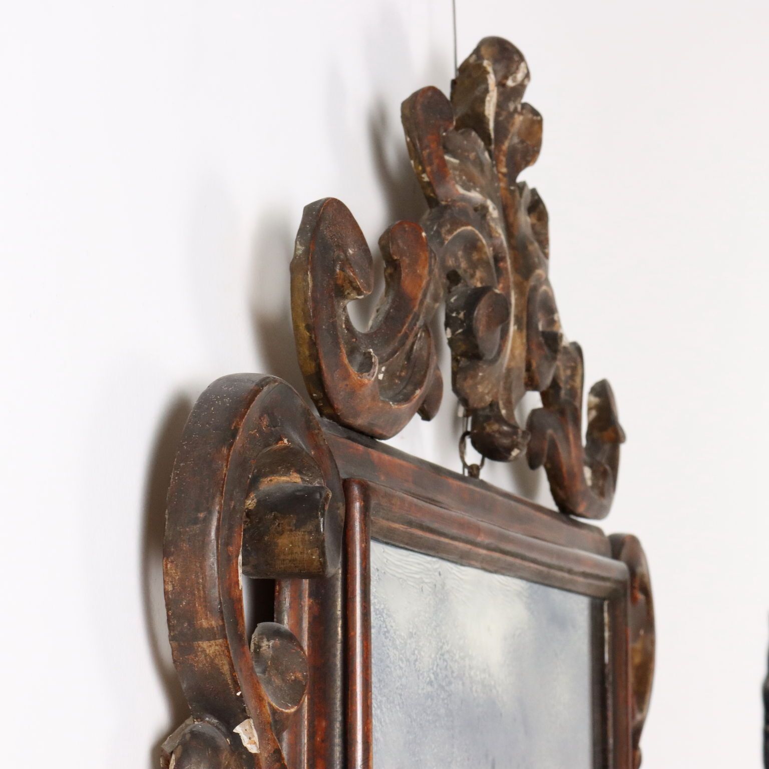 Antique Eclectic Mirror Lacquered Poplar Italy Late XVIII Century photo vintage