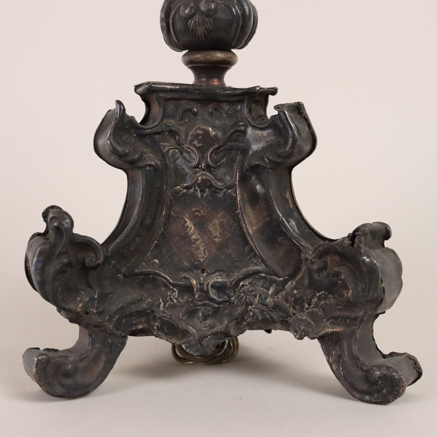 Baroque Candle Holder Sheeth Metal Italy XVIII XIX Century photo 200.0