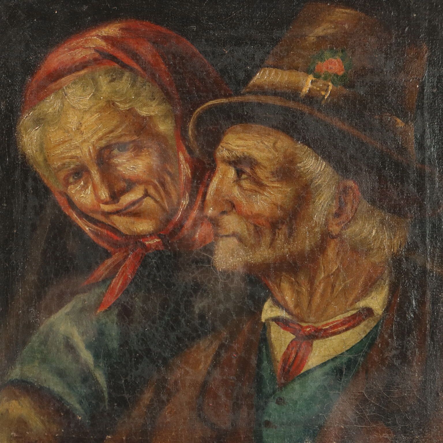 Portrait Of An Elderly Couple Oil On Canvas Italy XIX Century photo for sale