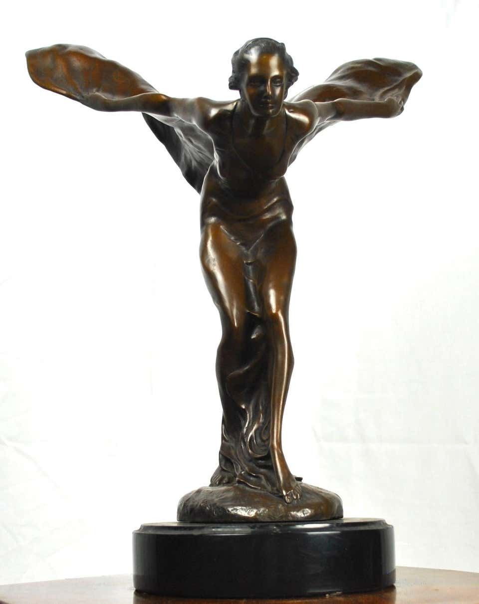 "Spirit Of Ecstasy” Bronze Statue, Signed By Artist Charles Sykes, 1920 photo Art