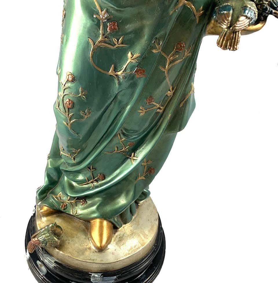 photo for sale 20th Century French Cold Painted Bronze Figure Of A Lady In Robes On Marble Base