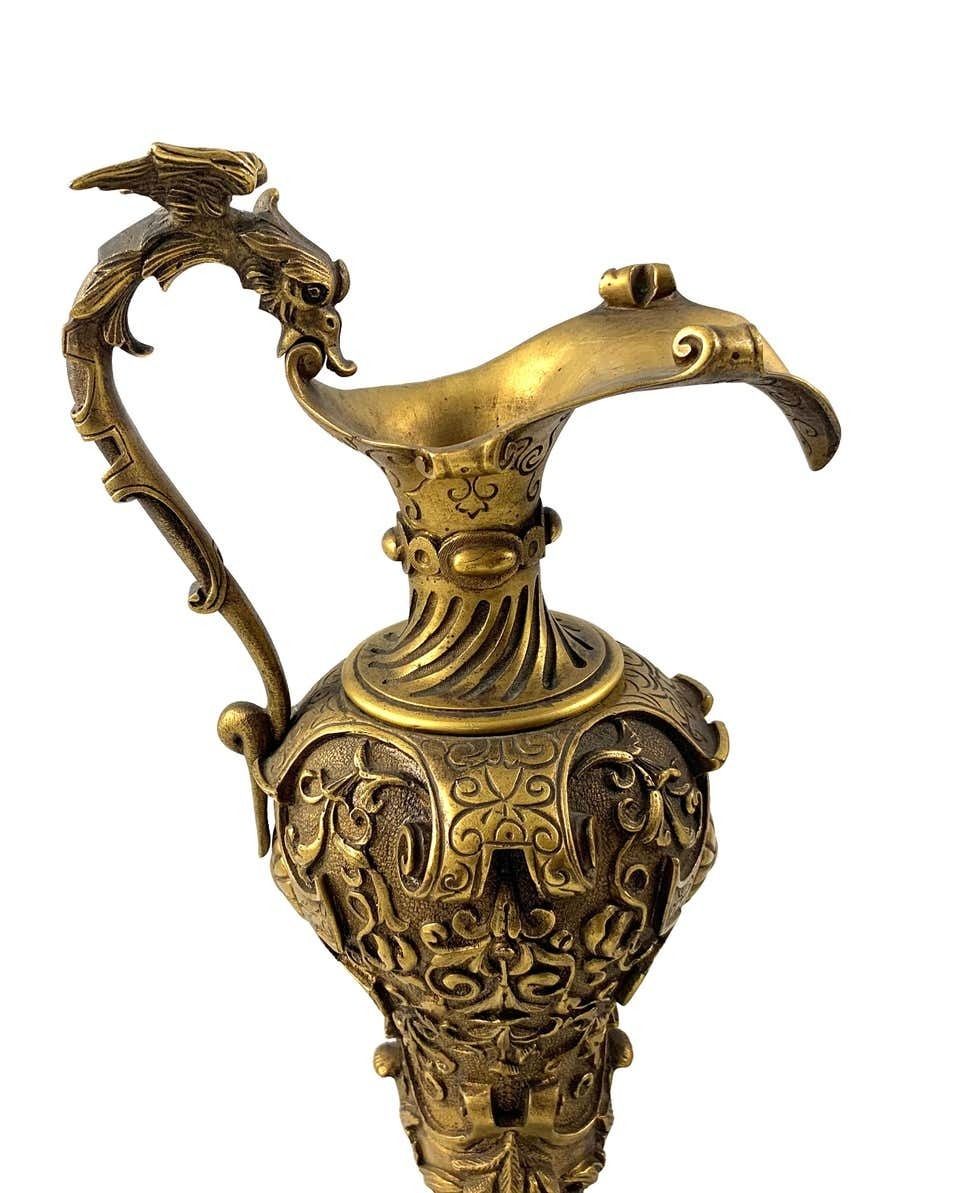 19th Century Pair Of Italian Renaissance Revival Cast Gilt Bronze Ewers photo 1200.0