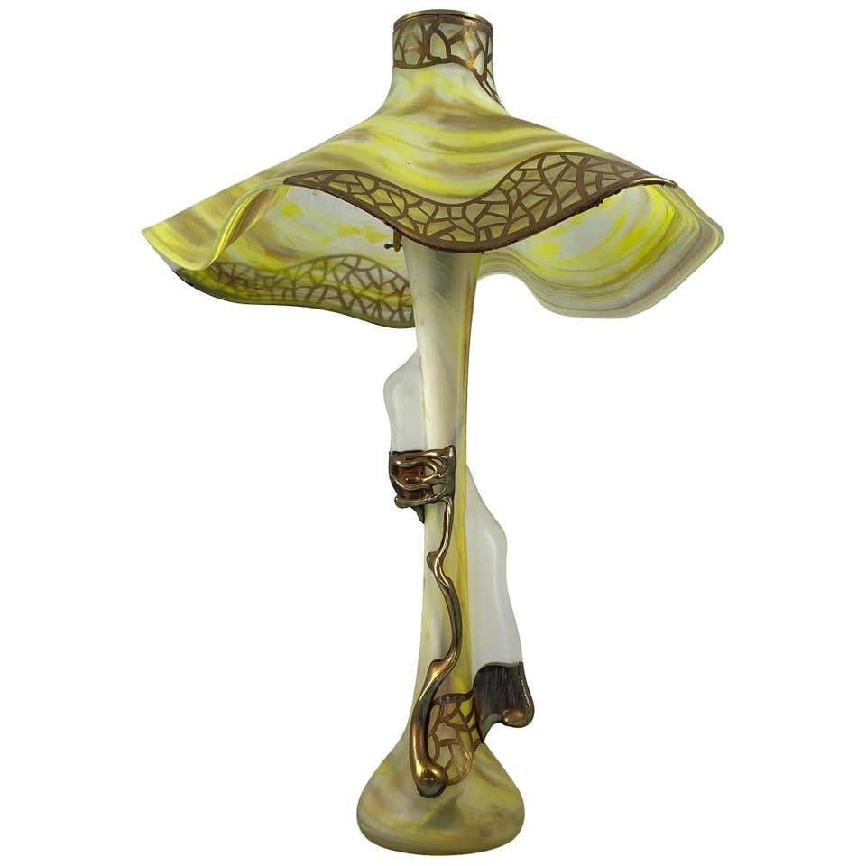 20th Century Unusual Art Glass Table Lamp In Art Nouveau Style