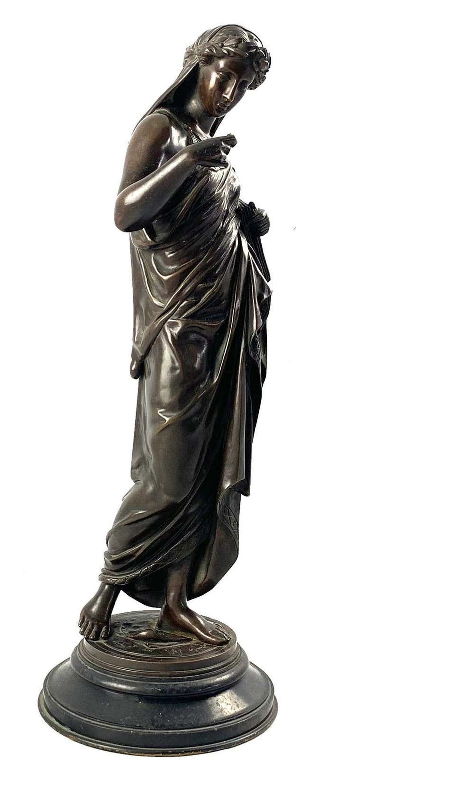 photo furniture 19th Century Bronze Of A Women Draped In Robes On A Circular Zodiac Base