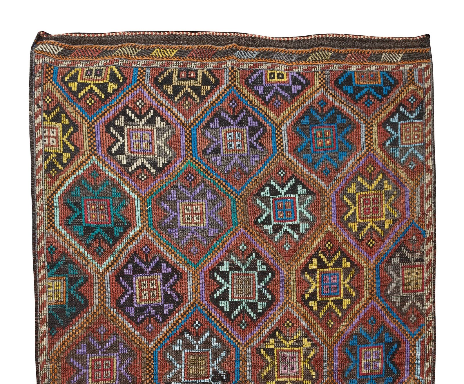 6x10 Ft Vintage Turkse Jajim Kilim, Uniek Handgeweven Tapijt van Wol photo Textiel