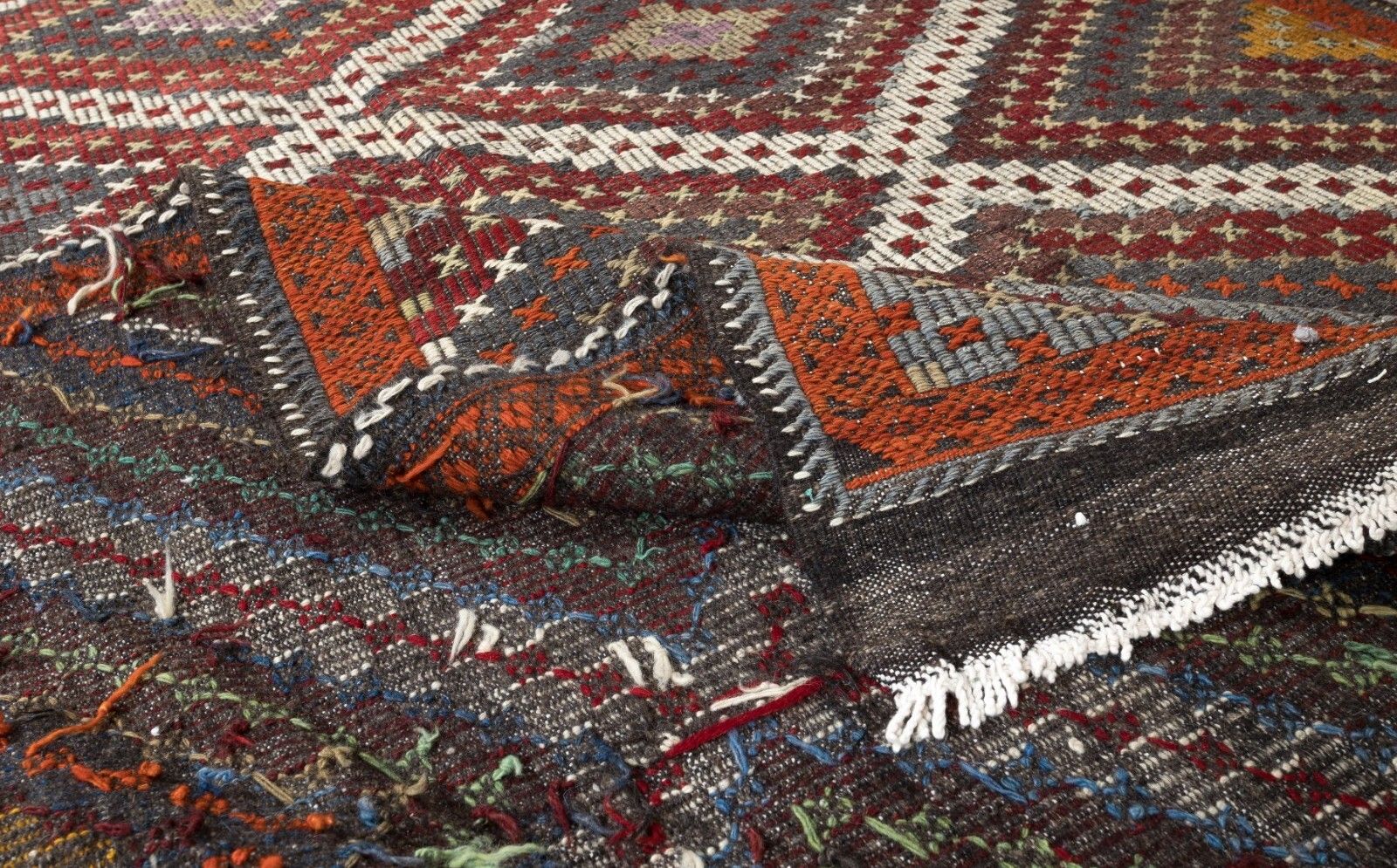 6.2x10 Ft Vintage Turkish Jajim Kilim, One Of A Kind Hand Woven Rug Made Of Wool photo for sale