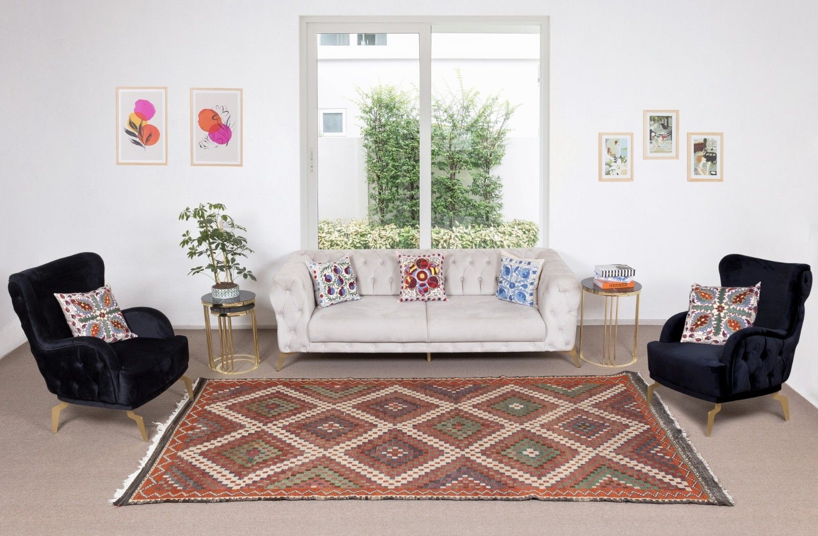5.5x10.8 Ft Unique Vintage Anatolian Jijim Kilim, Hand Woven Rug Made Of Wool photo furniture